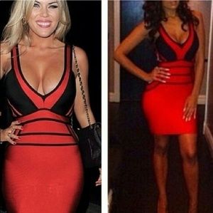 Sexy Red & Black Bandage Dress